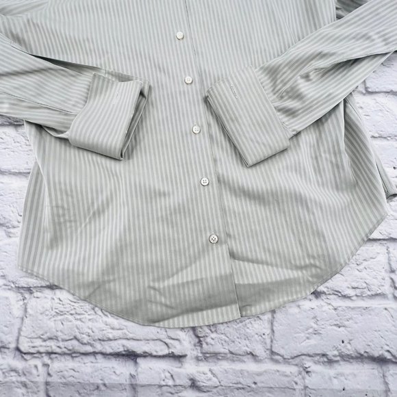 Brooks Brothers Shirt Women's 10 Grey Cotton Semi Fitted French Cuffs Button Up - Picture 4 of 10